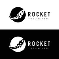 Rocket logo simple design silhouette brand space vehicle minimalist illustration template vector