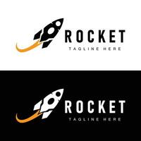 Rocket logo simple design silhouette brand space vehicle minimalist illustration template vector