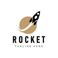 Rocket logo simple design silhouette brand space vehicle minimalist illustration template vector