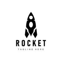 Rocket logo simple design silhouette brand space vehicle minimalist illustration template vector