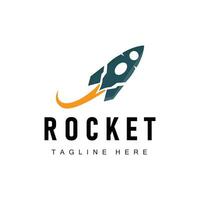 Rocket logo simple design silhouette brand space vehicle minimalist illustration template vector