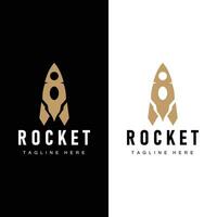 Rocket logo simple design silhouette brand space vehicle minimalist illustration template vector