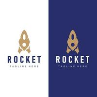 Rocket logo simple design silhouette brand space vehicle minimalist illustration template vector