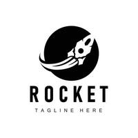 Rocket logo simple design silhouette brand space vehicle minimalist illustration template vector