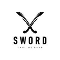 Sword weapon inspiration silhouette design illustration simple minimalist sword logo template vector