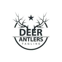 Deer Antlers Logo Design Hunter Antlers Forest Animal Symbol Illustration vector