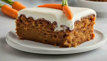 AI generated a piece of carrot cake on a plate photo