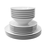 a stack of white plates isolated png