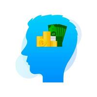 Contemporary icon with money in head. Phone icon set vector