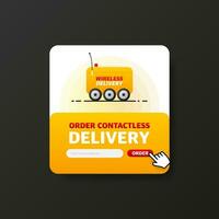 Wireless delivery service badge. Fast time delivery order with car on white background. Vector illustration