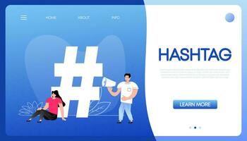 Button with hashtag people for web design. Social media app vector