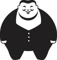 Weighty Wisdom Dark Vector Logo for Obesity Advocacy Round Rebel Black Logo Design of a Portly Character