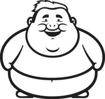 Hefty Harmony Logo Design of a Stout Man in Black Obesity Odyssey Dark Vector Logo of a Chubby Figure