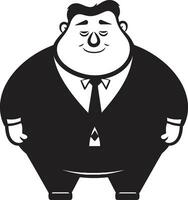 Curves Unleashed Fat Man Icon in Stylish Black Hefty Harmony Black Vector Logo for Obesity Awareness