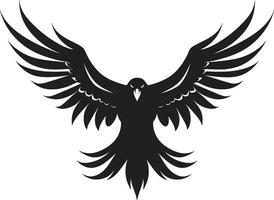 Dynamic Predator Profile Black Eagle Design Graceful Winged Majesty Vector Eagle