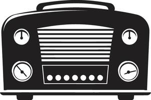 Retro Radio Set Black Vector Icon Vintage Broadcast Vector Design