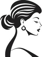 Graceful Glamour Womans Icon Feminine Chic Beauty Emblem vector