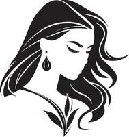 sofisticado resplandor femme perfil esculpido elegancia cosmético icono vector