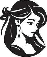 Captivating Contours Iconic Girl Face Emblem Graceful Glamour Girl Face Icon Design vector