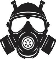 Onyx Guardian Black Gas Mask Icon Emblem Obsidian Protector Gas Mask Vector Symbol