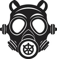 Onyx Defender Black Gas Mask Logo Icon Obsidian Guardian Gas Mask Vector Symbol