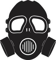 Midnight Shield Black Gas Mask Icon Design Shadowed Protector Vector Gas Mask Emblem Design