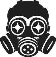 Noir Defender Black Gas Mask Emblem Design Dark Shield Vector Gas Mask Icon Design