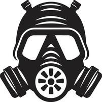 Midnight Guardian Black Gas Mask Emblem Design Shadowed Defender Vector Gas Mask Icon Emblem