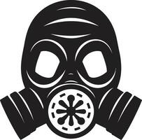 Lunar Defender Black Gas Mask Logo Design Eclipse Shield Gas Mask Vector Emblem