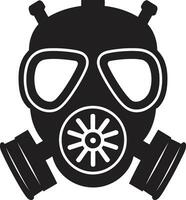 Onyx Protector Black Gas Mask Emblem Design Obsidian Shield Gas Mask Vector Symbol