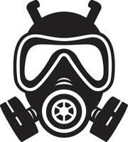 Midnight Guardian Black Gas Mask Logo Icon Stealth Sentinel Gas Mask Vector Symbol