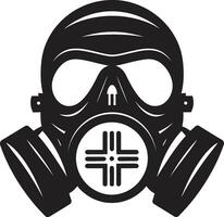 Lunar Protector Black Gas Mask Logo Symbol Eclipse Defender Gas Mask Vector Icon Design