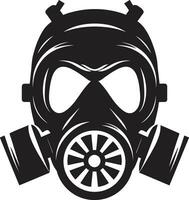 Lunar Shield Black Gas Mask Icon Symbol Eclipse Guardian Gas Mask Vector Emblem