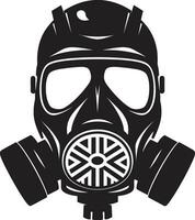 Midnight Defender Black Gas Mask Emblem Design Shadowed Protector Vector Gas Mask Icon