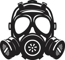 Noir Protection Black Gas Mask Logo Symbol Dark Shield Gas Mask Vector Icon Design