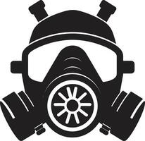 Dark Respirator Gas Mask Vector Icon Onyx Defender Black Gas Mask Emblem Design