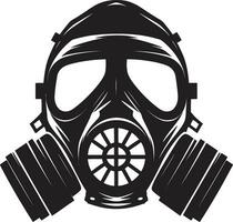 Midnight Defender Black Gas Mask Logo Design Obsidian Shelter Vector Gas Mask Icon Symbol