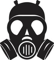 Nocturnal Sentinel Black Gas Mask Icon Emblem Eclipse Shield Gas Mask Vector Symbol