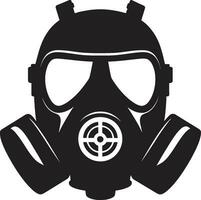 Midnight Savior Black Gas Mask Icon Design Obsidian Defender Gas Mask Vector Emblem