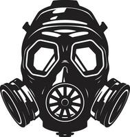 Onyx Defender Black Gas Mask Icon Design Eclipse Shield Gas Mask Vector Emblem