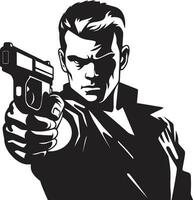 Aiming Ambition Man with Gun Emblem Vector Vigilante Black Gun Logo