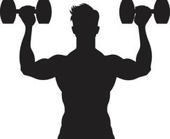 DumbbellDynamo Man Workout Emblem FlexForce Black Dumbbell Logo vector