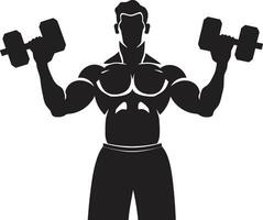 VectorVigor Man with Dumbbell Icon FitnessForm Black Vector Emblem