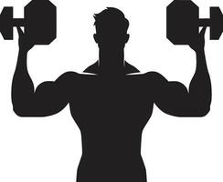 Fitness Fusion Black Man with Dumbbell Vector Verve Dumbbell Icon Design