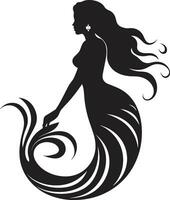 Sable Serenade Mermaid Emblem Logo Shadows of Sirens Vector Mermaid Design