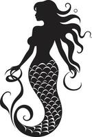 encantado mareas sirena vector icono diseño místico mar canción negro sirena emblema