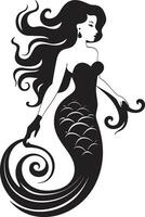 Obsidian Odyssey Black Mermaid Icon Design Ebon Echoes Mermaid Logo Iconography vector