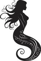 Oceanic Opus Vector Mermaid Icon Shadowed Serenity Black Mermaid Emblem