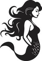 Tritons Tranquility Black Mermaid Vector Aqua Aura Vector Mermaid Emblem