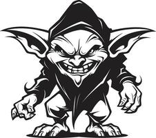 Wee Wonders Black Vector Goblin Design Micro Mayhem Goblin Logo Iconography